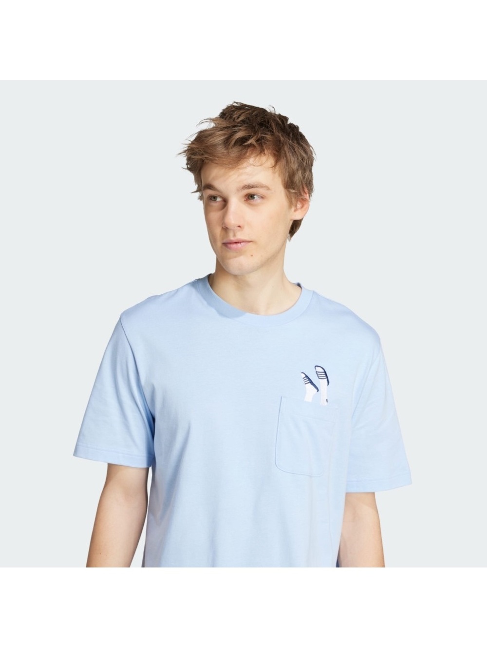 NWT New adidas LOUNGE SLIDES GRAPHIC POCKET TEE - Medium